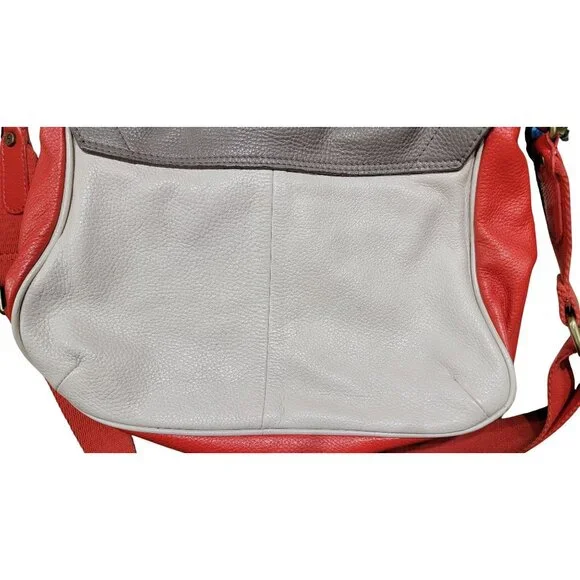 Boden Red & Gray Leather Crossbody Bag With Floral Lining - Picture 16 of 16